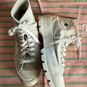 Converse High-Top Sneakers in Off-White platform